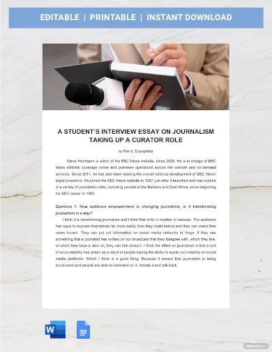 student interview essay template