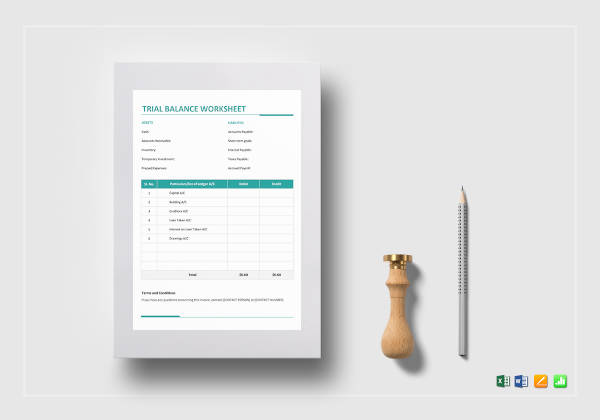 trial balance worksheet template