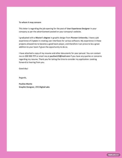 ux designer resume cover letter