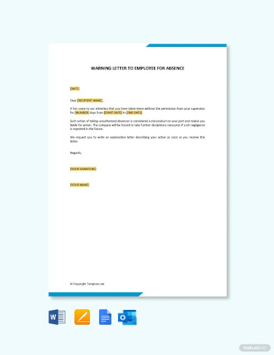 warning letter to employee for absence template