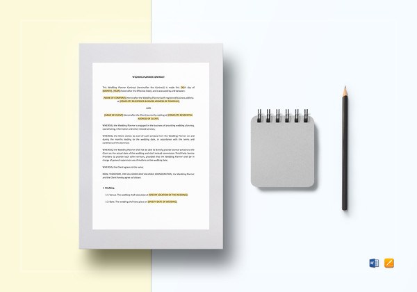 wedding planner contract word template