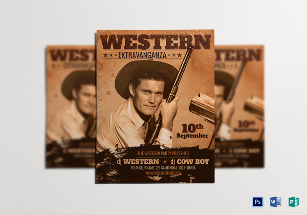 western-party-flyer-template