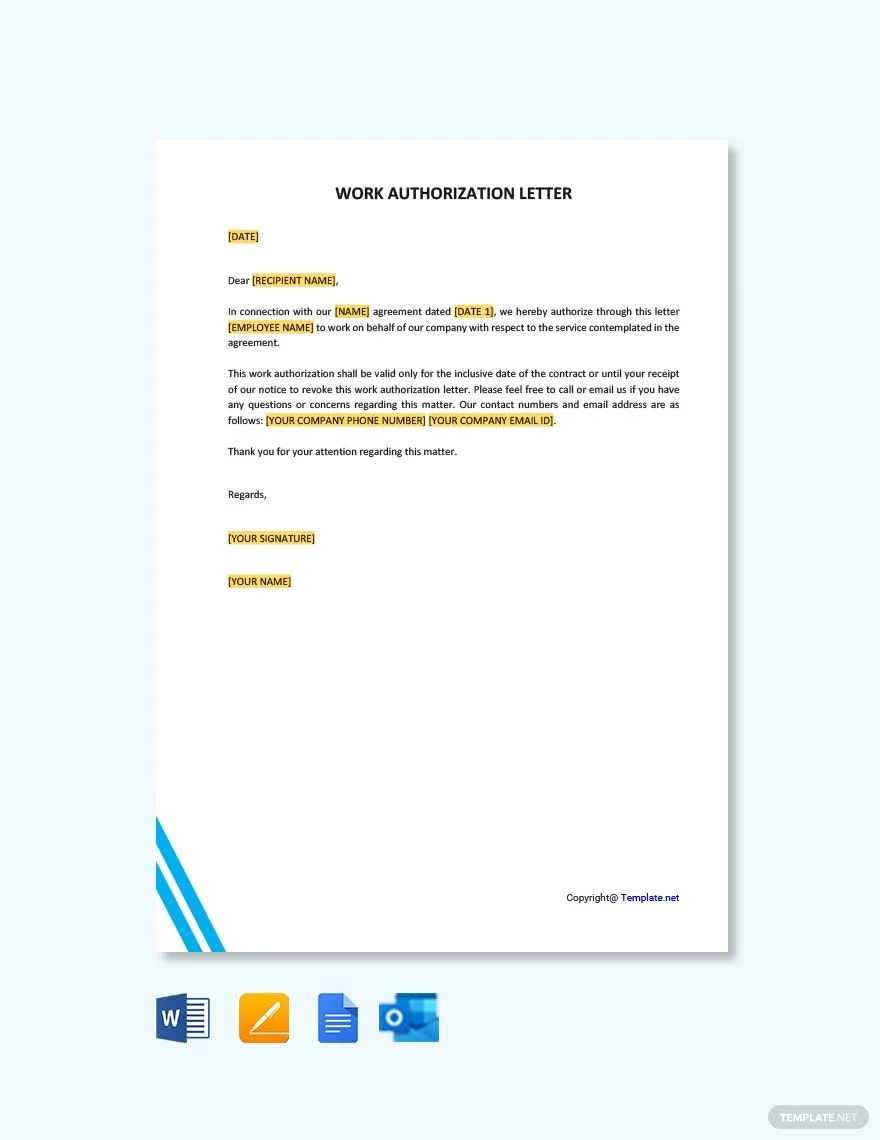 work authorization letter
