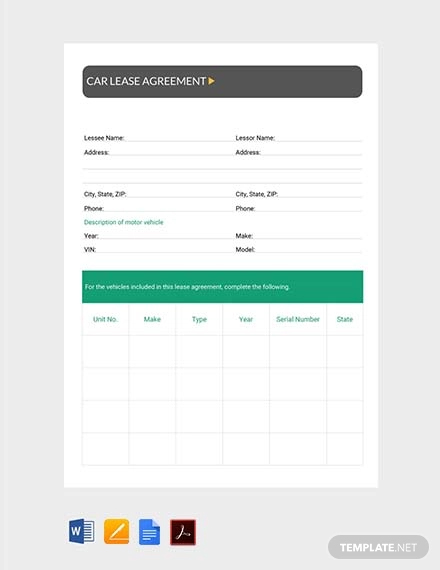 18+ Vehicle Lease Agreement Templates - Docs, Word