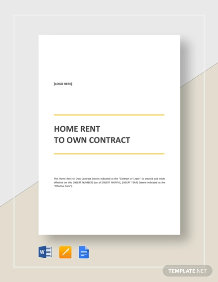 Rent To Own Contract Template - 10+ Word, PDF Documents Download