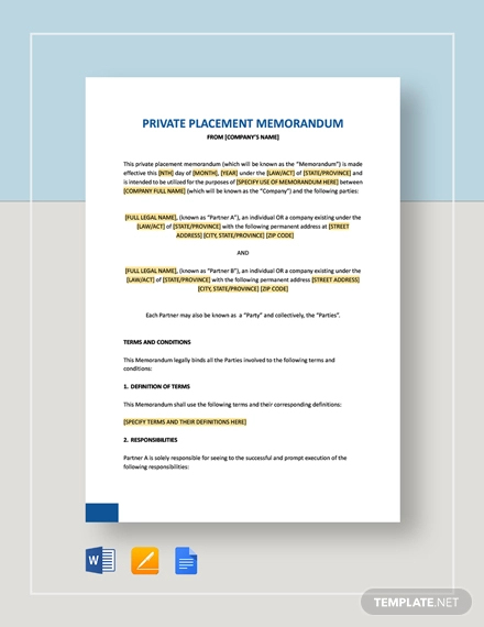 Private Placement Memorandum - 12+ Free Pdf Documents Download 