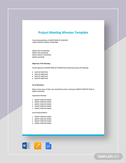 18 Project Meeting Minutes Template Google Docs Word Apple Pages