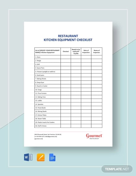 Equipment Checklist Template 18  Word PDF Documents Download