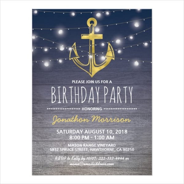nautical birthday invitation card