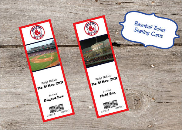 baseball ticket place card template