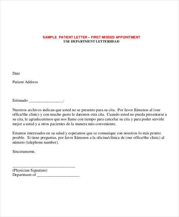 patient missed appointment letter template1