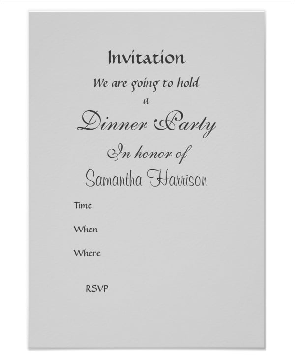 birthday dinner party invitation