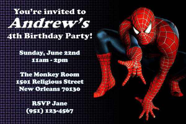 Spiderman Invitation Card 8