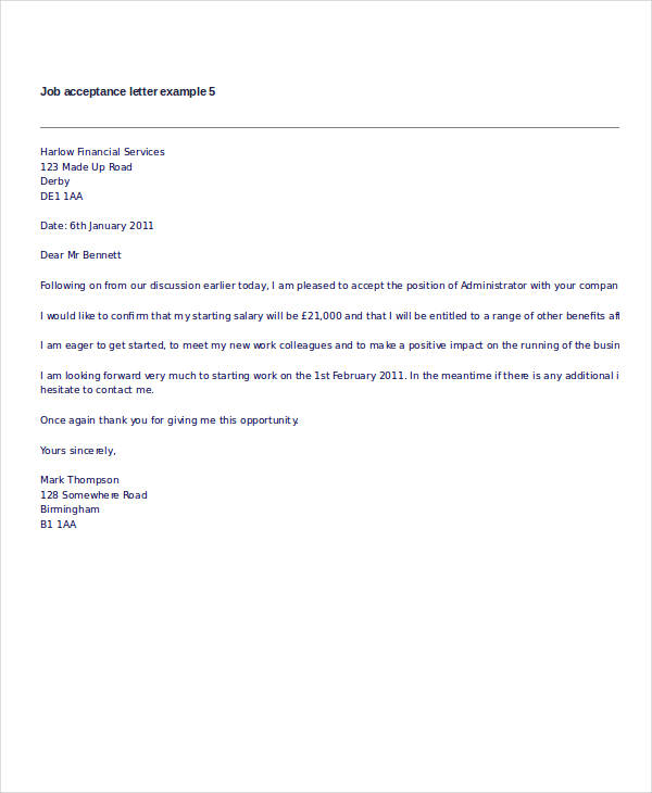 reply to job appointment letter template