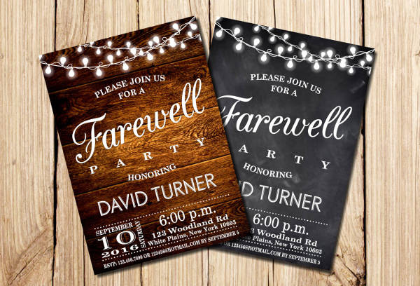 farewell party card invitation