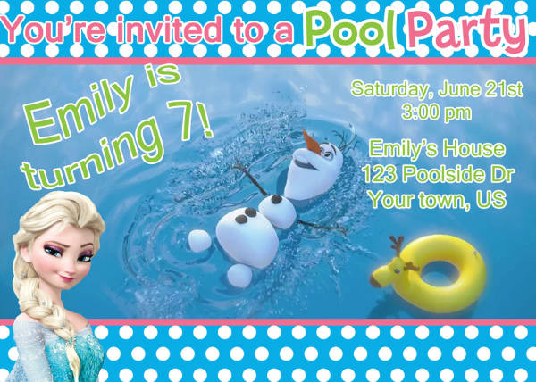 -Frozen Pool Party Invitation