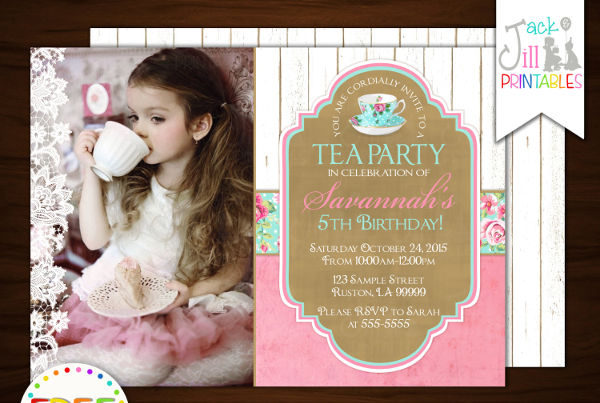 vintage tea party invitation