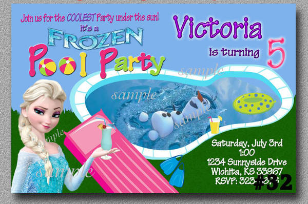 frozen pool party invitation