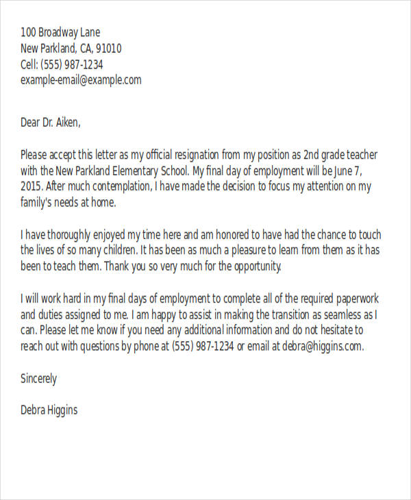 42+ Resignation Letter Template in Doc