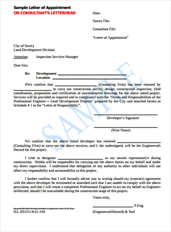 20+ Sample Appointment Letter Templates