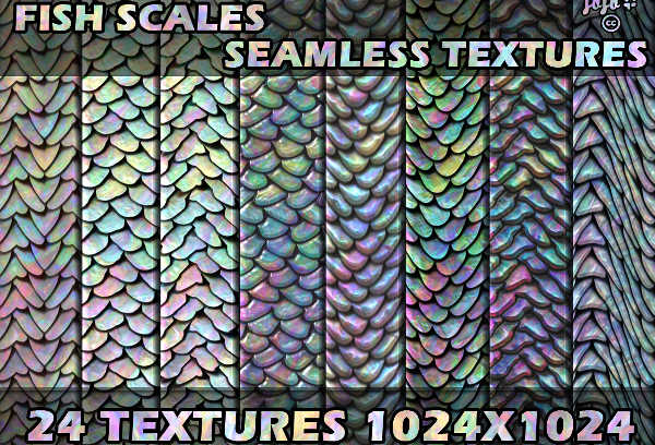 24 fish scales seamless textures