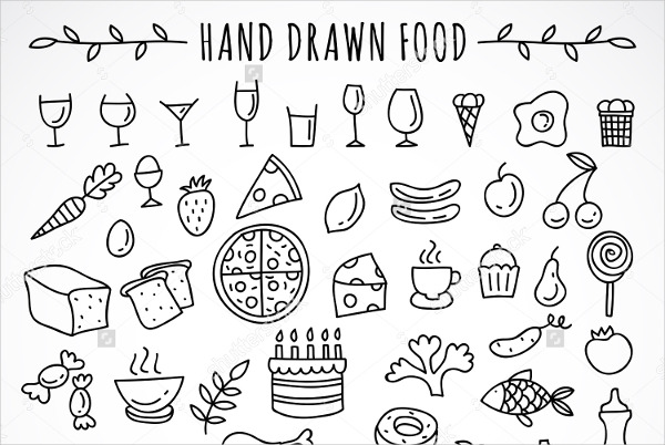 hand drawn food icons