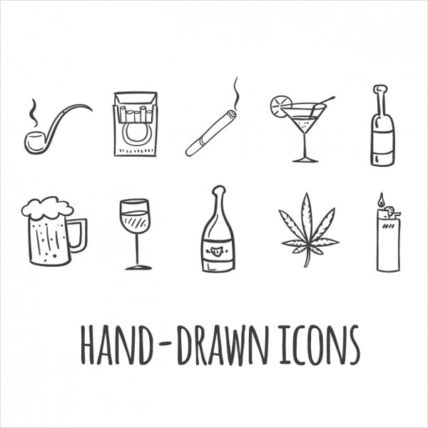 hand drawn drinks icons