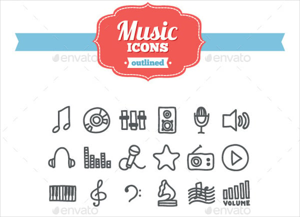 hand drawn music icons