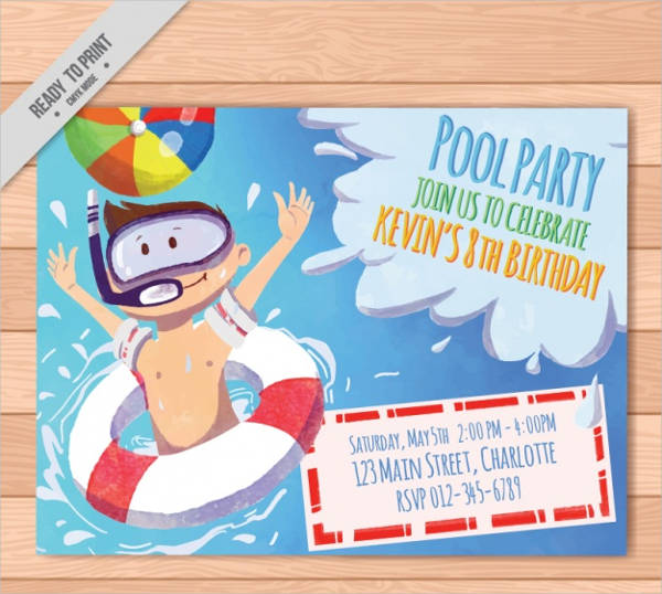 free printable pool party invitation