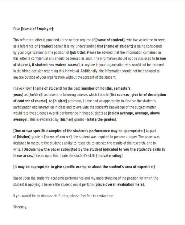 academic reference letter for professor template