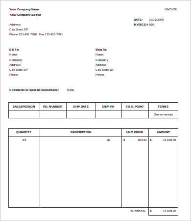 free sales invoice template excel