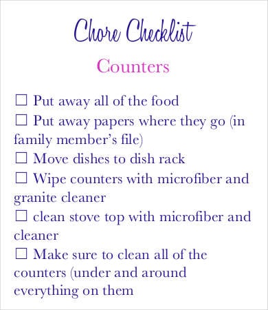 blank chore checklist template