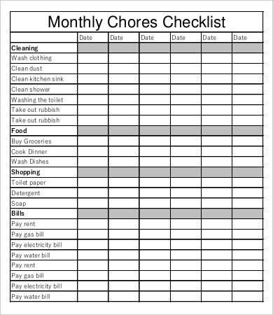 Chore Checklist Template - 8+ Free Word, PDF Documents Download