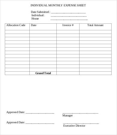 Monthly Expense Sheet - 12+ Word, PDF Documents Download