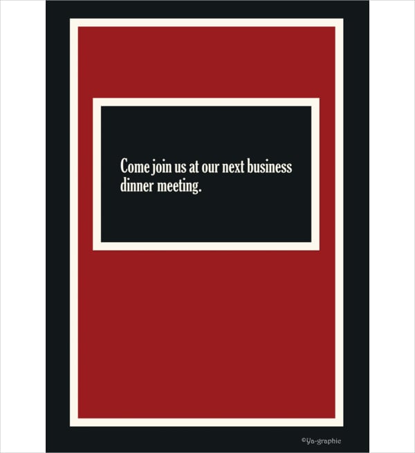printable business dinner meeting invitation card
