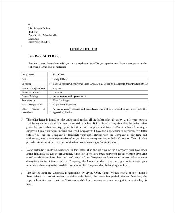 safety officer appointment letter template