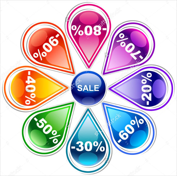 colorful discount label
