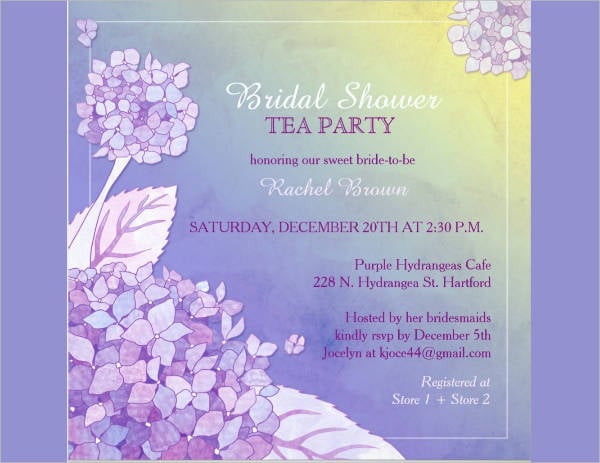 free bridal shower tea party invitation