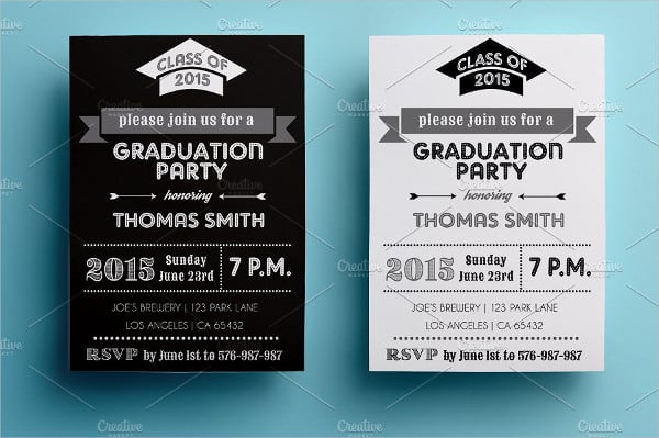 black and white graduation party invitation