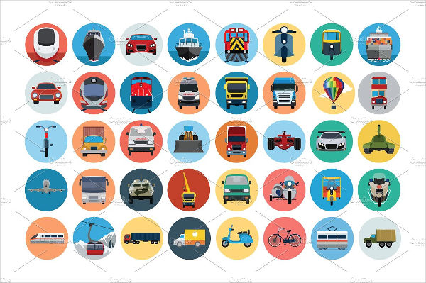 flat transportation icons