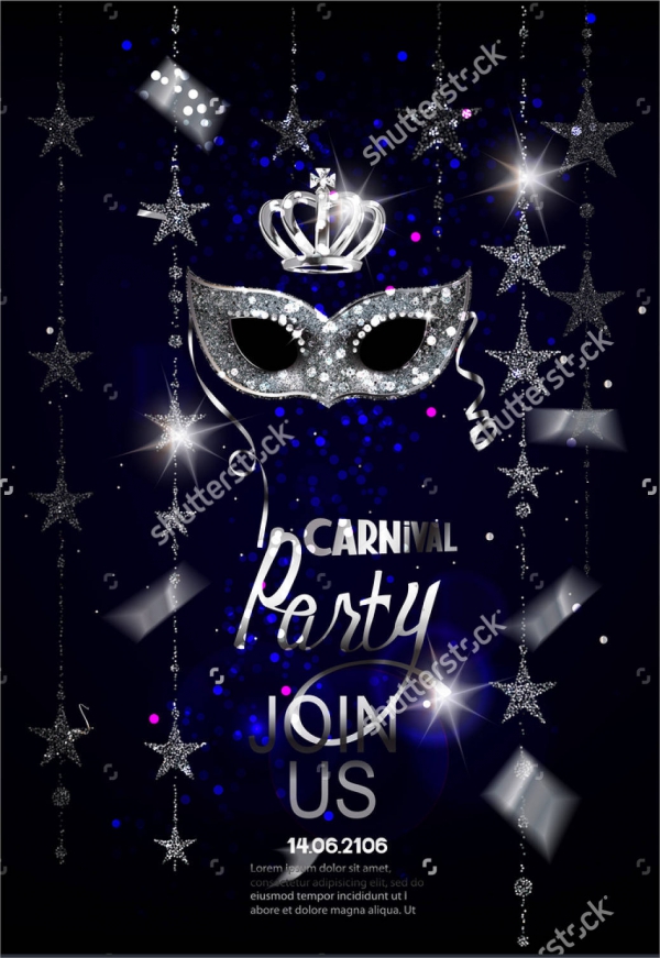 carnival party invitation with mask