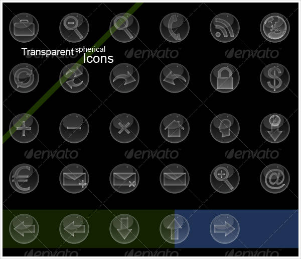 transparent spherical icons