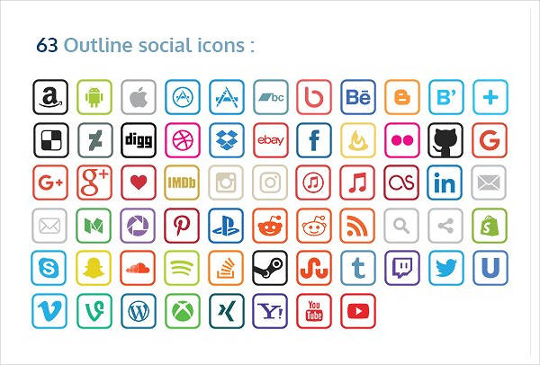 outlined transparent social icons