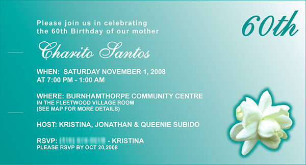 -Sample Surprise 60th Birthday Invitation