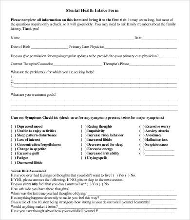 Top Mental Health Intake Form Templates Free To Download In Pdf Format