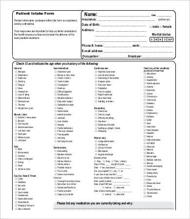 Intake Form Template - 14+ PDF Documents Download