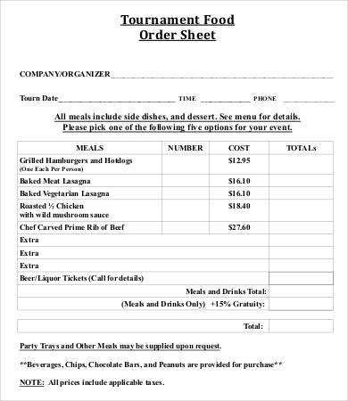 Order Sheet Template - 20+ Free Sample, Example, Format