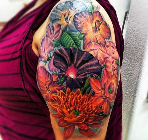 colorful flower tattoo