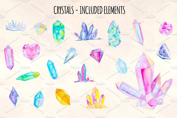 crystal watercolor vector