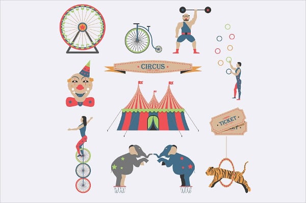 flat circus icons